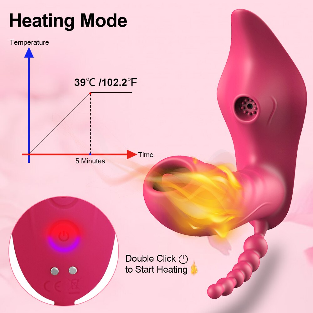 3 in 1 Rechargeable, Wireless Remote Control G Spot Clit Sucker, vaginal vibrator and anal Stimulator with 10 sucking and 10 licking modes, with heat feature, waterproof.  (2 colors)