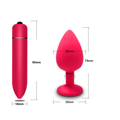 Soft Silicone Anal Plug and 1 speed Battery Operated Waterproof Mini-Vibrator (Several Package Variants)