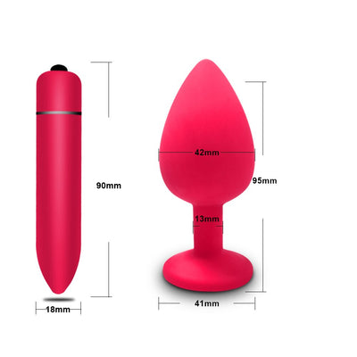 Soft Silicone Anal Plug and 1 speed Battery Operated Waterproof Mini-Vibrator (Several Package Variants)