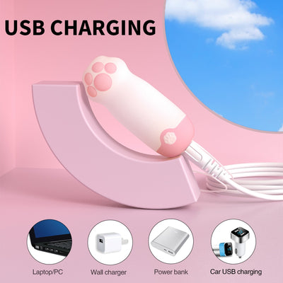 10 Frequency Vibrating Silent Modes, Rechargeable, Downloadable Phone APP use, Pussycat Paw Vibrator.