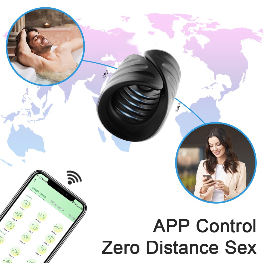 9 Vibration Mode Penis Ejaculation Delay Adjustable Massager with Phone App Usage, Waterproof (2 Colors)