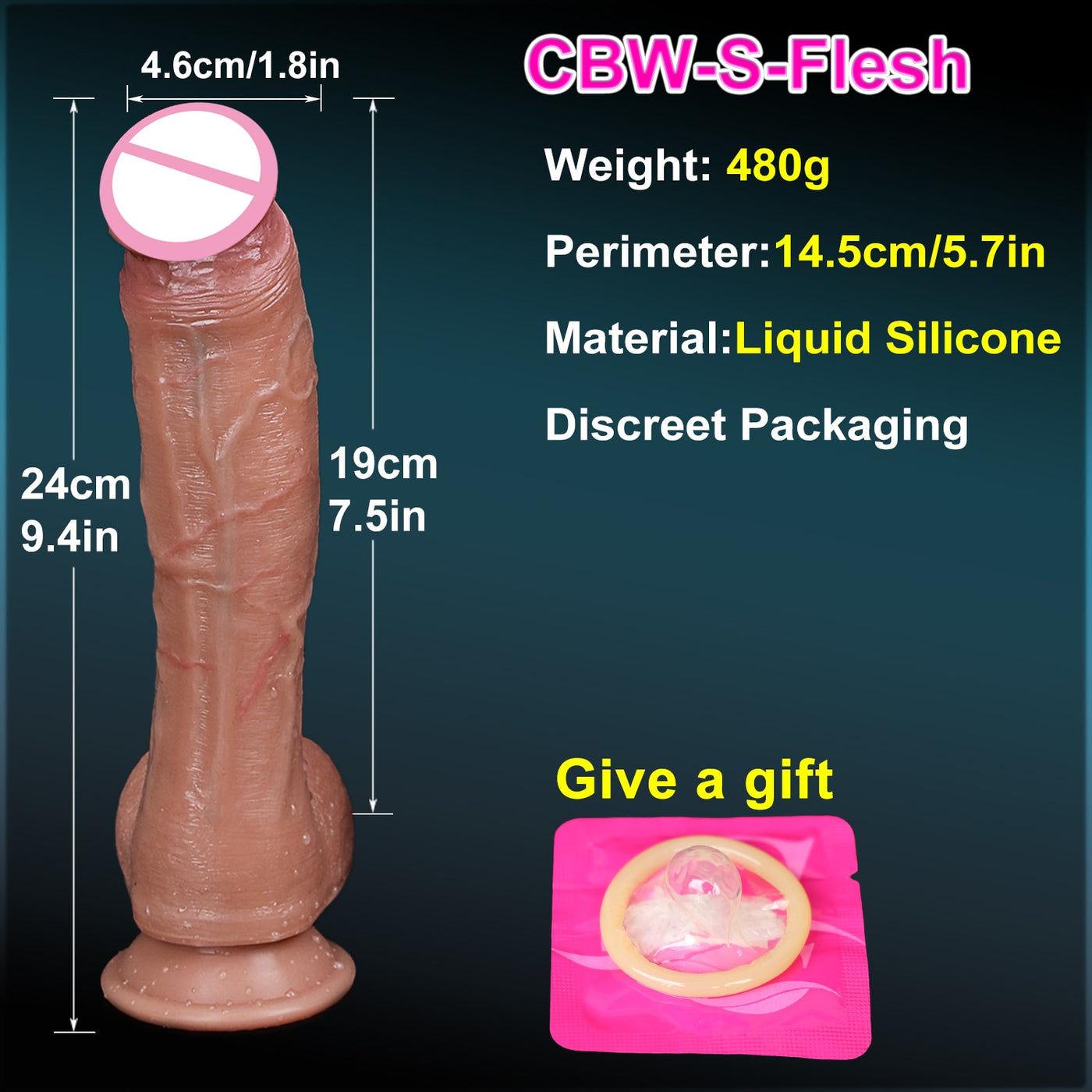 Realistic Silicone Long Penis Dildo with Suction Cup.