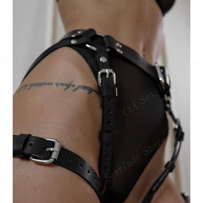 Sexy Stocking Belt Bondage Punk Body Lingerie PU Leather Harness Women - toys-3366