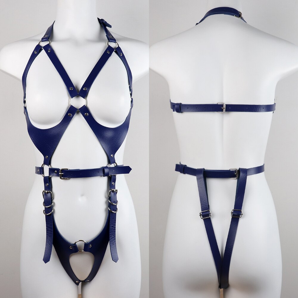 Sexy Synthetic Leather Lingerie Body Harness Set Accessories. Various styles and colors.