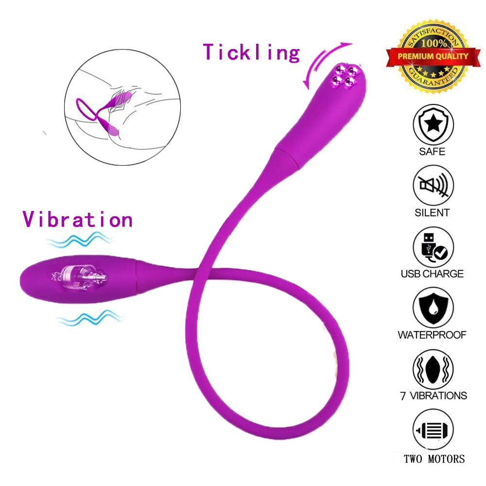 Vibromasseur double tête étanche rechargeable à 7 vitesses.