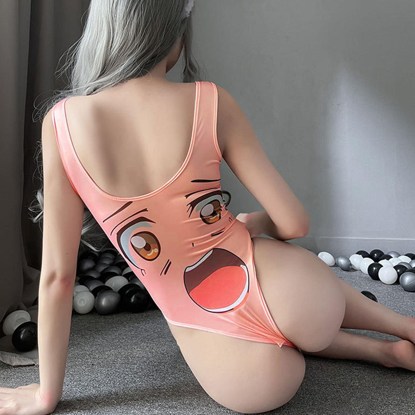 Anime Women's Sexy Lingerie Jumpsuit Sexy Imprimé Ouvert Entrejambe Body