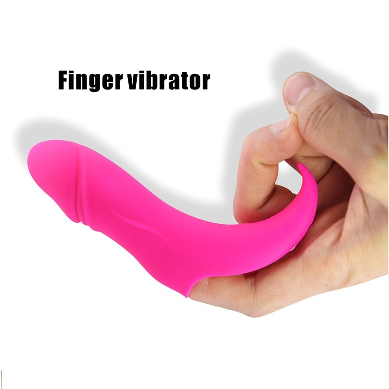 Vibromasseur/masseur de doigt à enfiler en silicone à 16 modes Stimulateur de point G (2 couleurs)