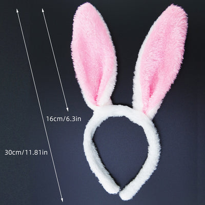 Queue de plug anal en métal de lapin rose en peluche avec oreilles de lapin en peluche rose et blanc