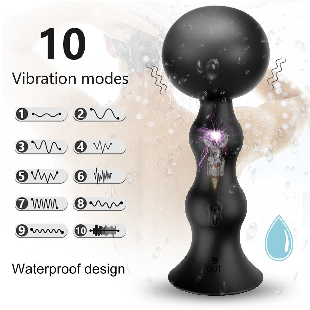 Rechargeable 10 Vibration Modes Inflatable Powerful Anal Vibrator