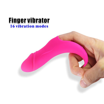 Vibromasseur/masseur de doigt à enfiler en silicone à 16 modes Stimulateur de point G (2 couleurs)