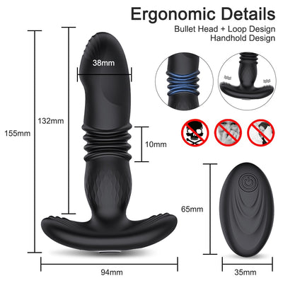 10 Thrusting/Vibrating Modes with USB Rechargeable Port and Wireless Remote Vibrator.