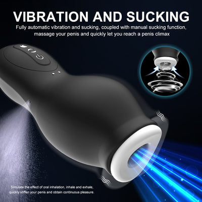 Masturbator for Men Automatic Sucking Male Machine Oral Vaginal Penis Vibrator Sex Toy for Men - toys-3366