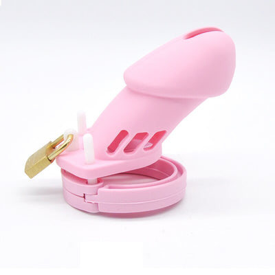 Adjustable Silicone Male Chastity Penis Tip Cage Device Small/Large Lockable Ring Sleeve.  (Various Colors)