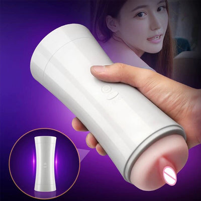 2 Sided Mouth and Vaginal Masturbation Vibrating USB Rechargeable Cup with Audio Jack for Headphones for Privacy (2 Variants) Easy Clean-Reusable Comes with or without Suction Cup Base.