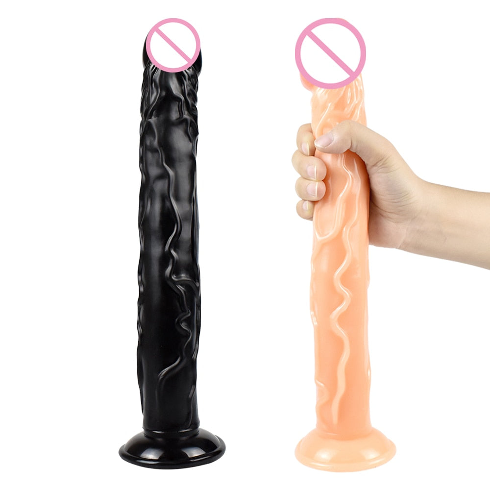 Dildo réaliste flexible d'environ 13,38 pouces de long avec ventouse imperméable réutilisable de différentes couleurs.