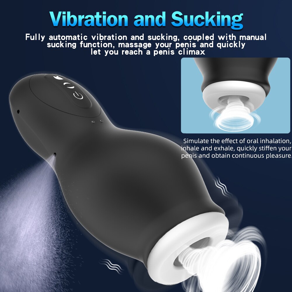 Male Sucking Masturbation Cup Automatic Telescopic Rotation Blowjob Masturbators Sex Machine - toys-3366