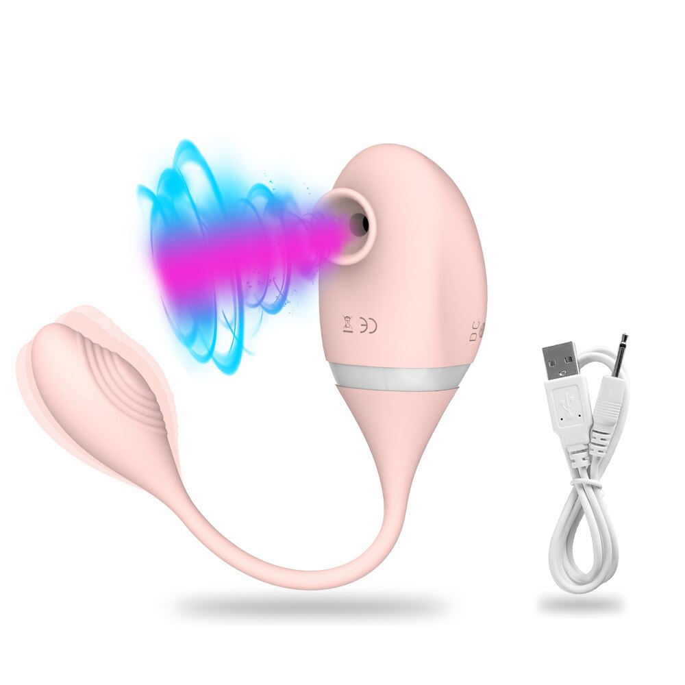 Double End Use 7 Frequency Vibrator And 5 Sucking Modes For Clitoris/Anal/Nipples.