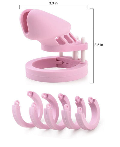 Adjustable Silicone Male Chastity Penis Tip Cage Device Small/Large Lockable Ring Sleeve.  (Various Colors)