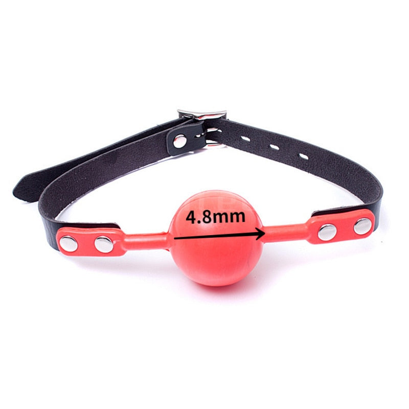 Bouche en silicone solide Gag Ball Bracelet en cuir synthétique BDSM Bondage Pet Cosplay Fetish Restraint. (Couleurs variées)