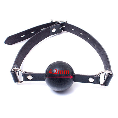 Solid Silicone Mouth Gag Ball Synthetic Leather Band BDSM Bondage Pet Cosplay Fetish Restraint.  (Various Colors)