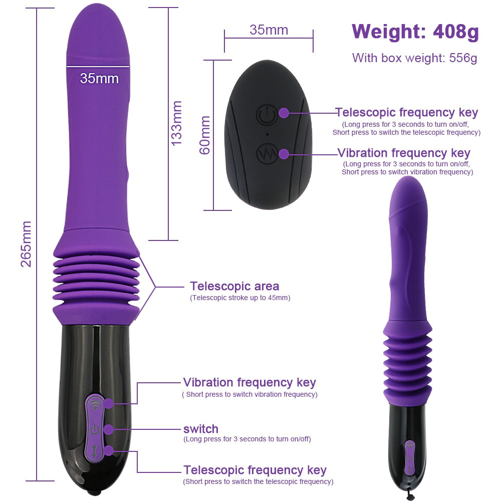 Sex Machine Telescopic Dildo Vibrator Automatic Up Down Massager Female Masturbation - toys-3366