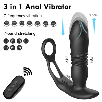 Silicone Anal Vibrator Thrusting Prostate Stimulator Massager Sex Toys - toys-3366