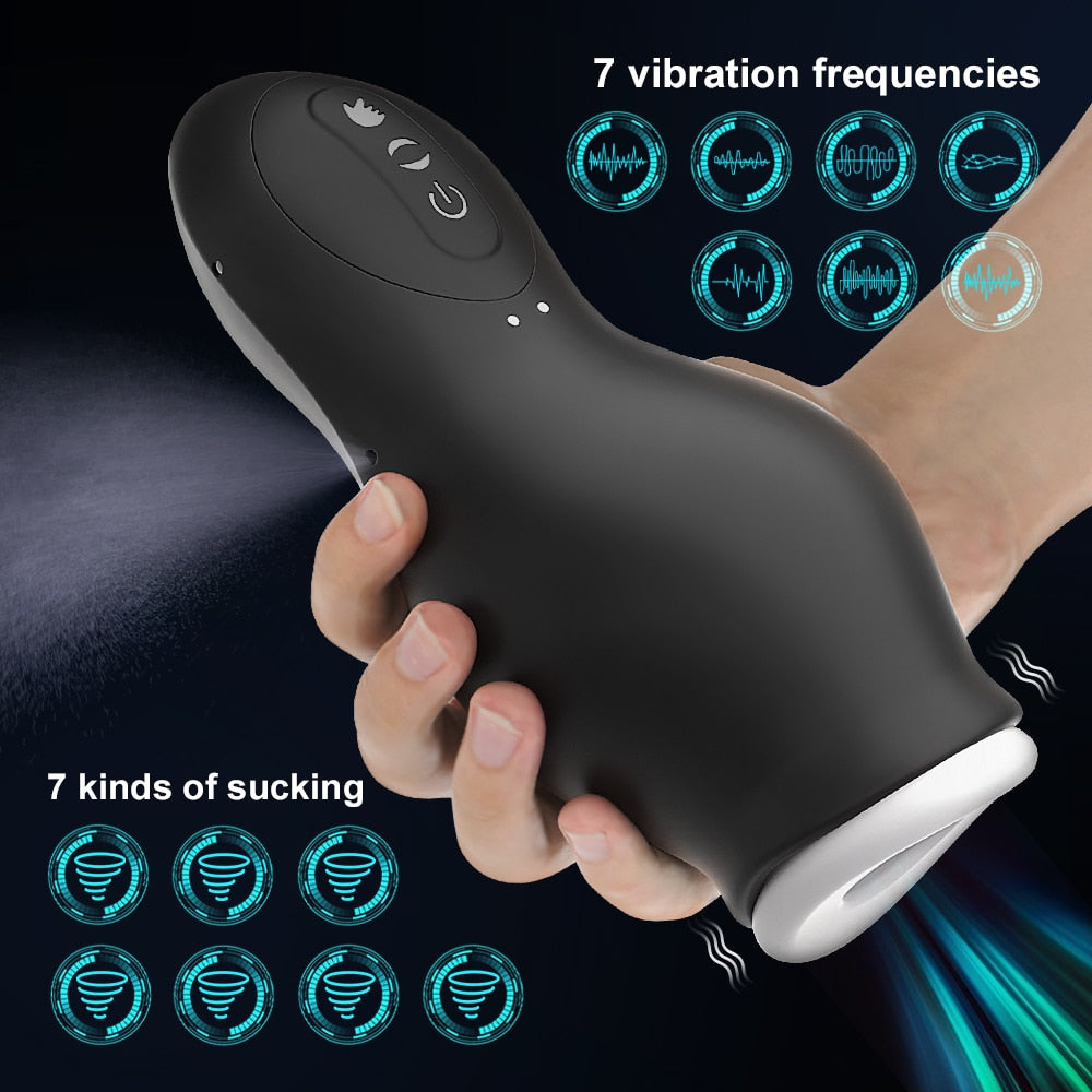 Masturbator for Men Automatic Sucking Male Machine Oral Vaginal Penis Vibrator Sex Toy for Men - toys-3366