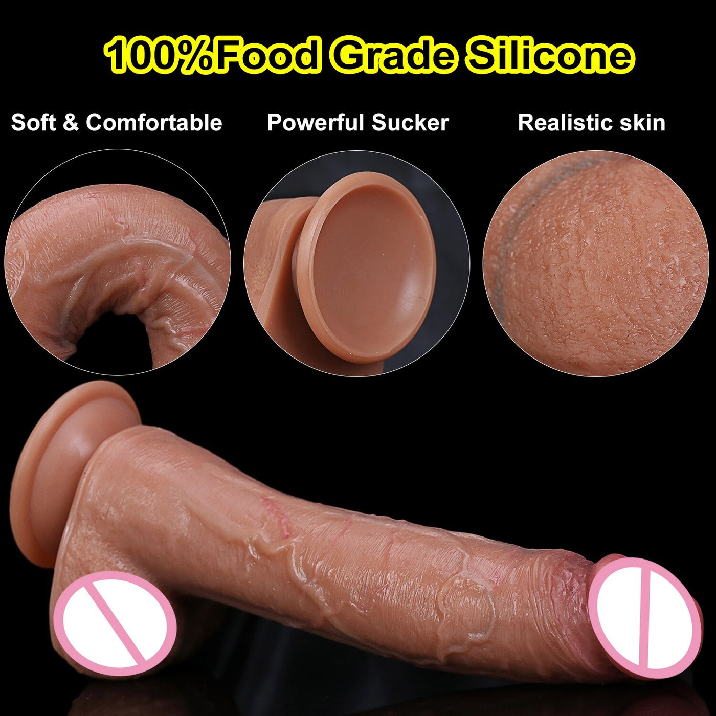 Gode Pénis Long en Silicone Réaliste avec Ventouse.