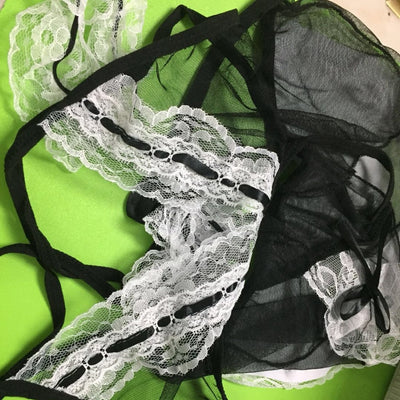 Hot Sexy Erotic Black / White French Maid Lingerie