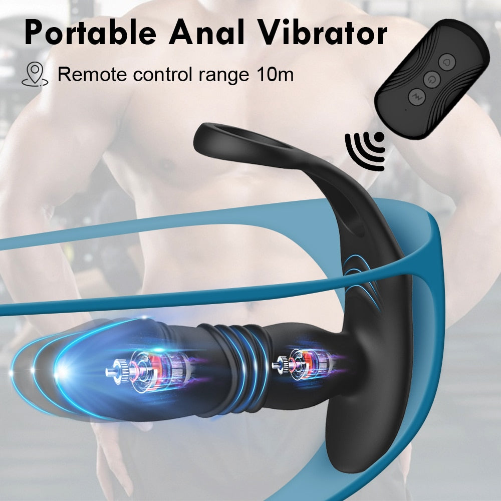 Silicone Anal Vibrator Thrusting Prostate Stimulator Massager Sex Toys - toys-3366