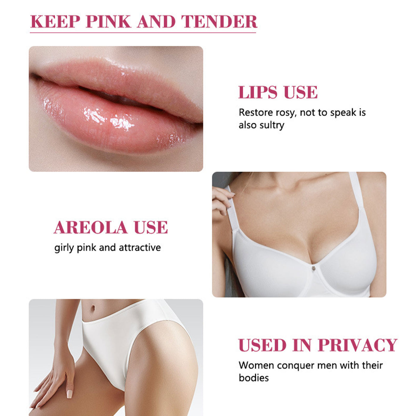 Moisturizing Cream/Lotion/Oil To Keep Nipples and Vaginal Lips Pink.  Made From Natural Plant Extract.  Results May Vary.