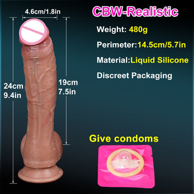 Realistic Silicone Long Penis Dildo with Suction Cup.