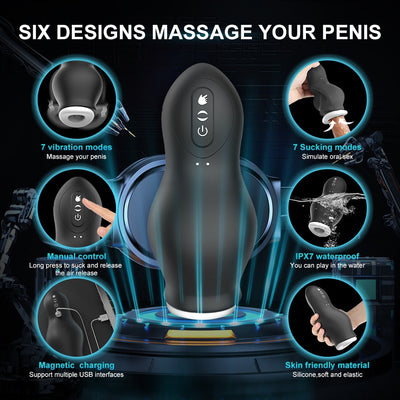 Masturbator for Men Automatic Sucking Male Machine Oral Vaginal Penis Vibrator Sex Toy for Men - toys-3366