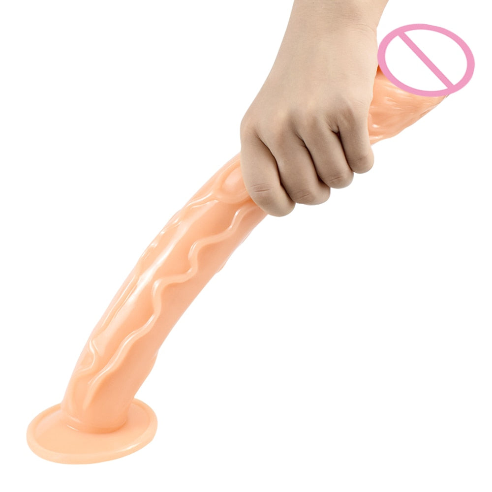 Realistic Flexible Approximately 13.38 inch Long Dildo with Suction Cup Waterproof Reusable Various Colors.