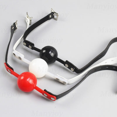 Silicona sólida Boca Gag Ball Banda de cuero sintético BDSM Bondage Pet Cosplay Fetish Restricción. (Varios colores)