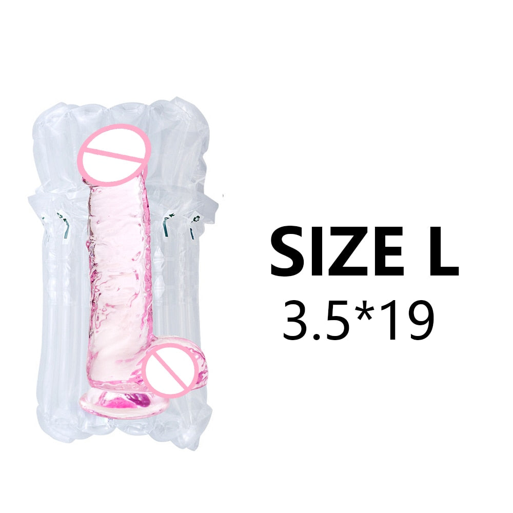 Realistic Transparent, Purple or Pink Dildo with Suction Cup Various Sizes.
