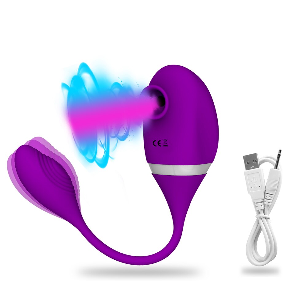 Double End Use 7 Frequency Vibrator And 5 Sucking Modes For Clitoris/Anal/Nipples.