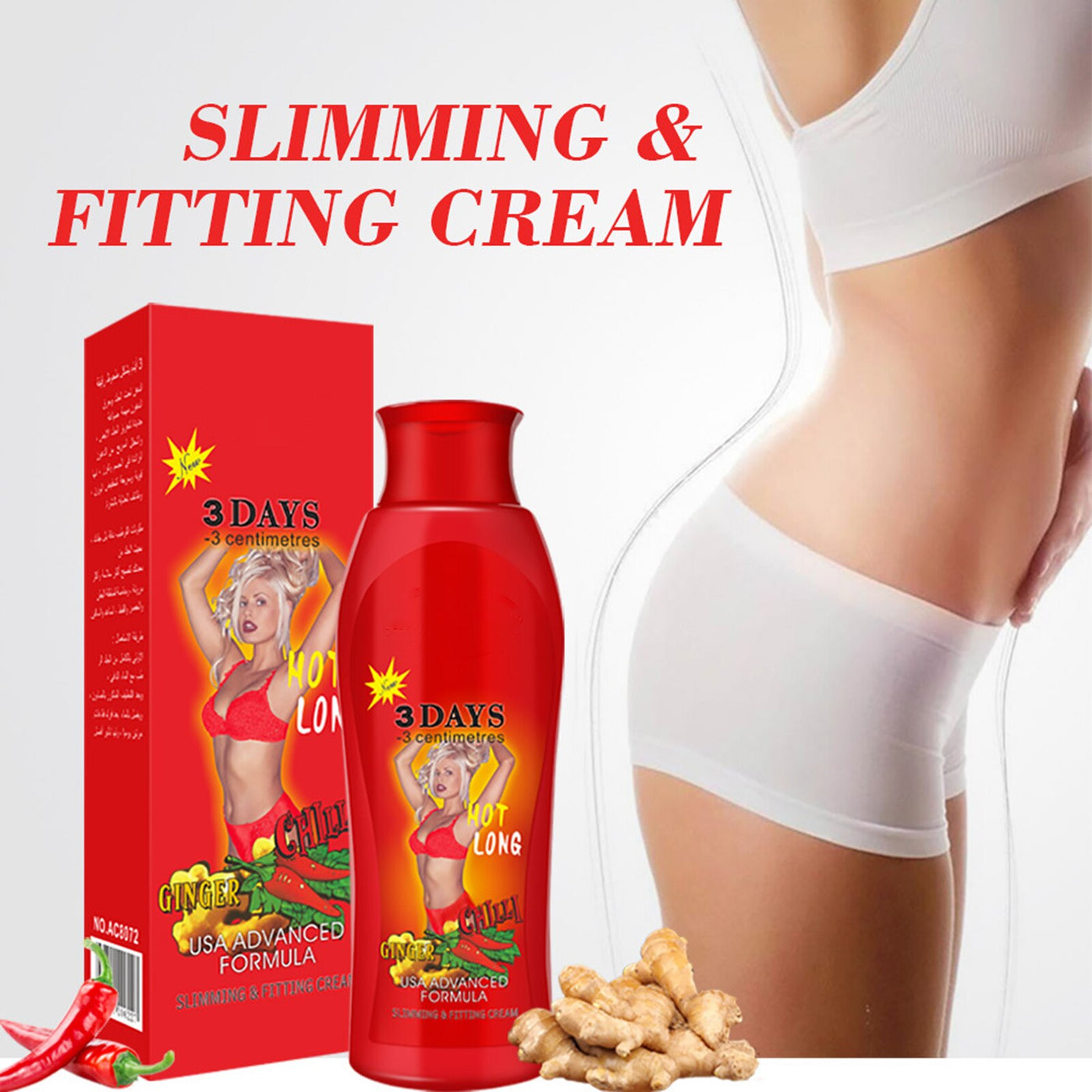 Slimming Massaging Hot Cream For Belly, Anti-Cellulite. Results May Vary.
