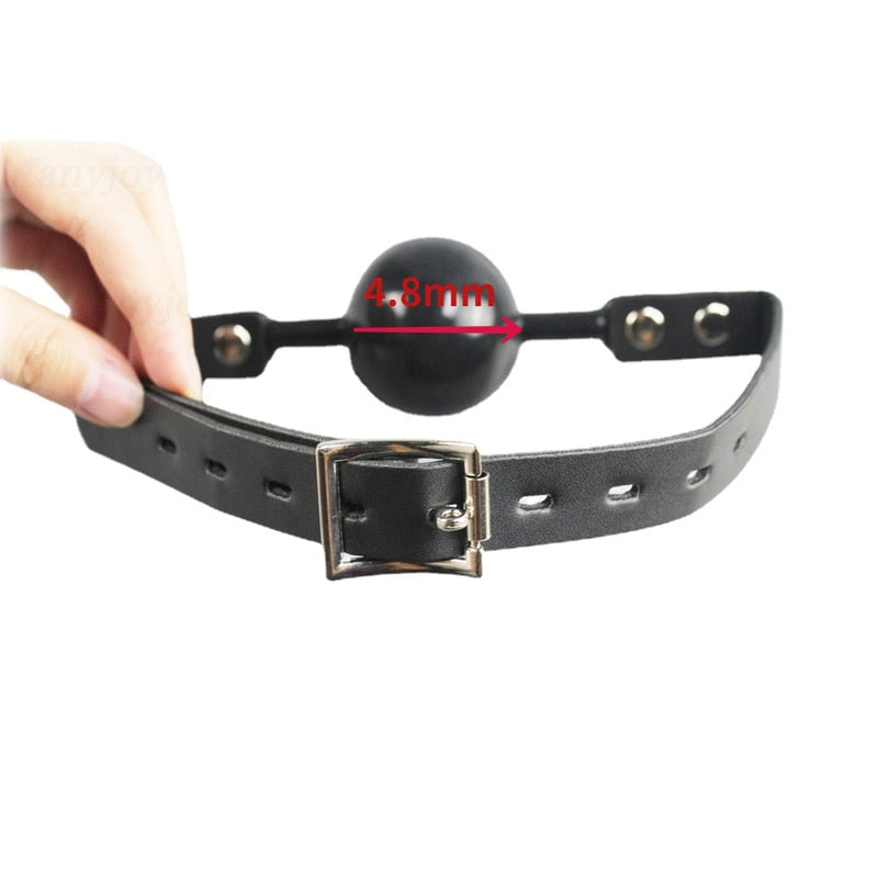 Solid Silicone Mouth Gag Ball Synthetic Leather Band BDSM Bondage Pet Cosplay Fetish Restraint.  (Various Colors)