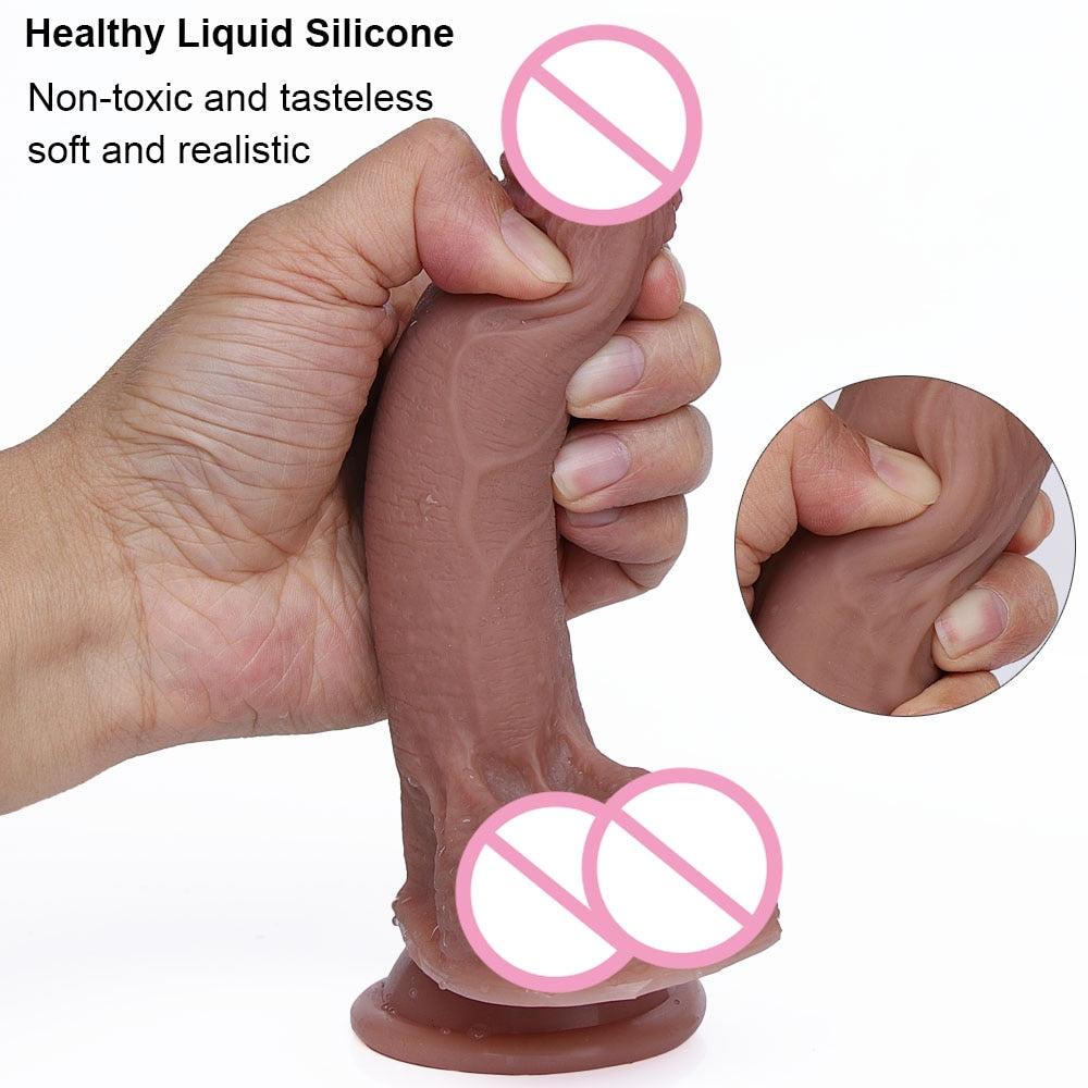 7/8 Inch Huge Realistic Dildo Silicone Penis Dong with Suction Cup for Women - toys-3366