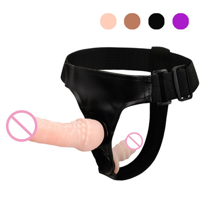 Double Ended Strap-On Dildo with Elastic Harness Belt Various Colors