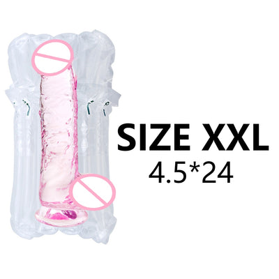 Realistic Transparent, Purple or Pink Dildo with Suction Cup Various Sizes.