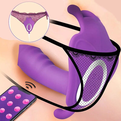 Wearable Dildo Vibrator G Spot Clitoris Stimulator Butterfly Vibrating Panties Erotic Toy - toys-3366